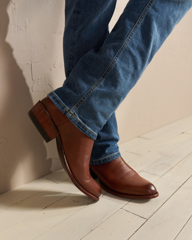 Men’s Tecovas Cartwright cowboy boots in hazelnut brown calfskin leather with western-stitched shaft and classic round toe at 6Whiskey six whisky bryan college station texas