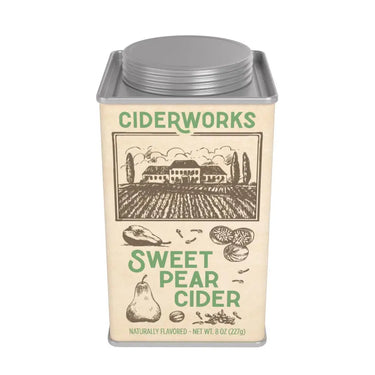 Sweet Pear Cider at 6Whiskey, six whisky, drink mix, cider mix, sweet, tangy, cozy, nostalgic, yummy, tasty, east to mix, gift under $20, stocking stuffer, holiday drink, Christmas drink, fall drink, winter drink, tableware. Front view.