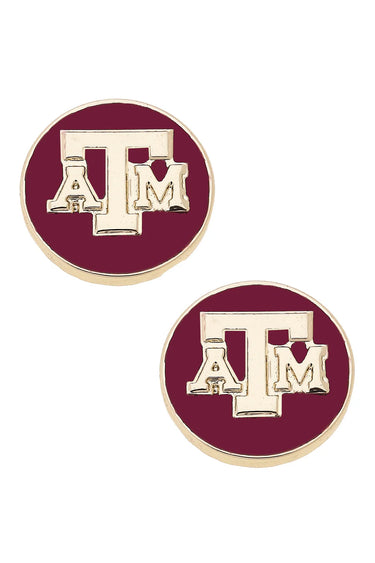 Maroon Aggie Studs at 6whiskey, six whisky, accessories, jewellery, womens jewellery, womens fashion, aggies, texas a&m, game day, tailgating, aggie, football game day, gold plated, maroon, earrings.