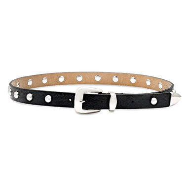 Signature Stud Belt at 6Whiskey, six whisky, studded, silver, black, genuine leather, authentic, 3 piece, trendy, modern, western, heritage, grit, refined, bold, womens fashion, accessory, night out, country concert, date night, front view.