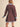 The Malboro Dress at 6Whiskey, six whisky, long sleeve, balloon sleeve, cuff, contrast placket collar and sleeve hem, bow detail, belt loops, light blue, burgundy, ivory pinstripe, business casual mini dress, work to weekend, work outfit, rodeo, country concert, lunch date, breathable, lighweight, feminine silhouette, chic, back view.