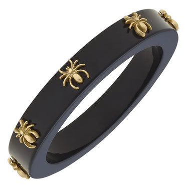 Spider Resin Bangle at 6Whiskey six whisky black gold finish bracelet jewelry spooky halloween festive