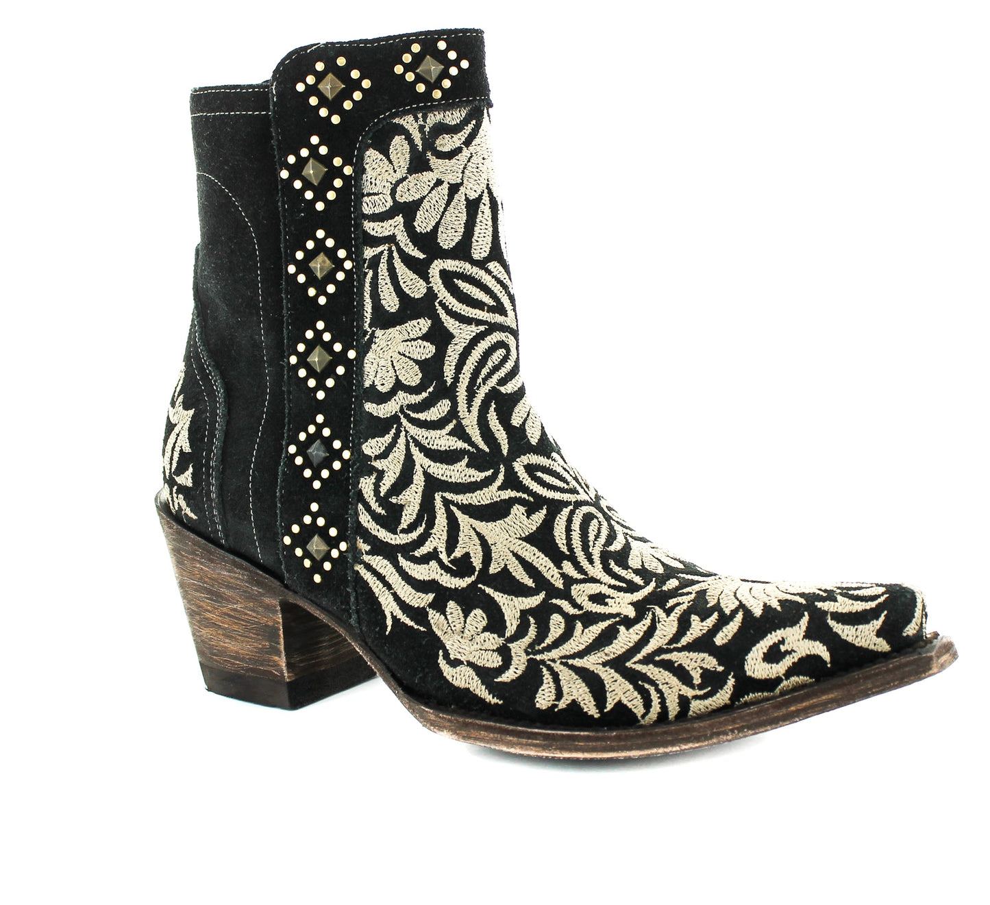 Old Gringo Black Wink Booties at 6Whiskey six whisky western cowboy boots embrodiery stud details 