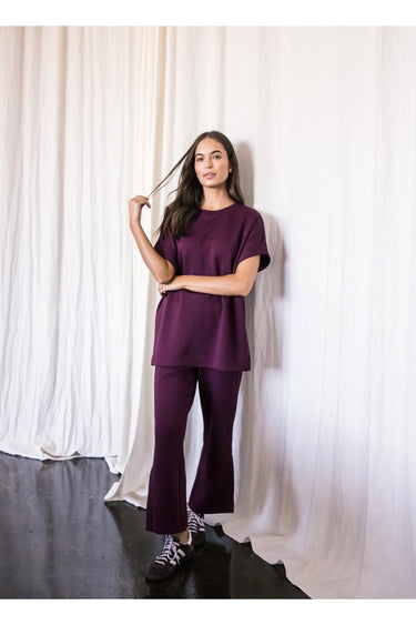 Oversized Tunic Top by P.cil at 6whiskey, six whisky, casual, elevated basic, versatile, effortless, comfortable, soft fabric, crew neckline, side slits, gameday, aggies, texas a&m, tailgate outfit. Front view.