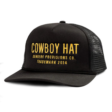 Black Cowboy Hat at 6Whiskey six whisky black yellow sendero western modern mesh foam trucker
