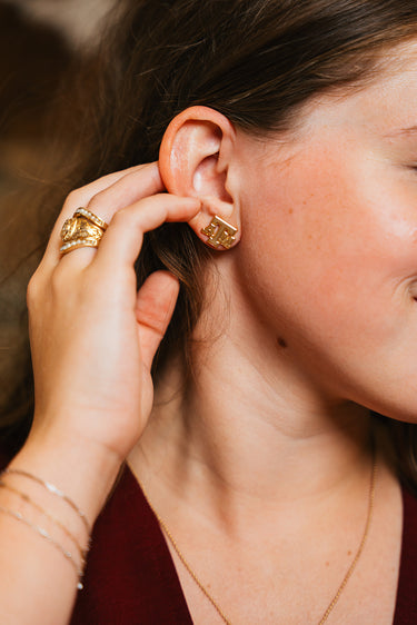 Texas A&M Aggies Aggie Stud Gold plated earrings 6 Whiskey six whisky logo
