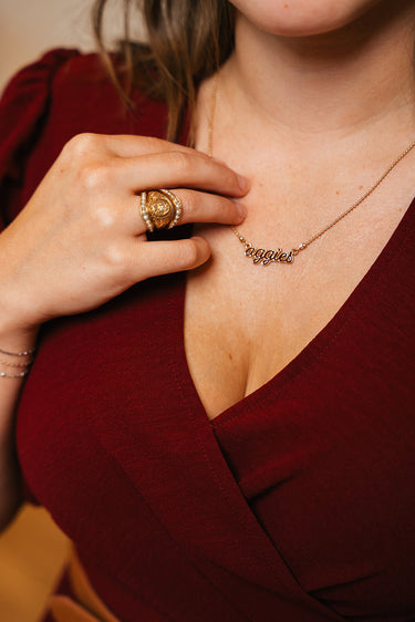 Script necklace aggies at 6whiskey six whisky maroon gold jewelry gameday