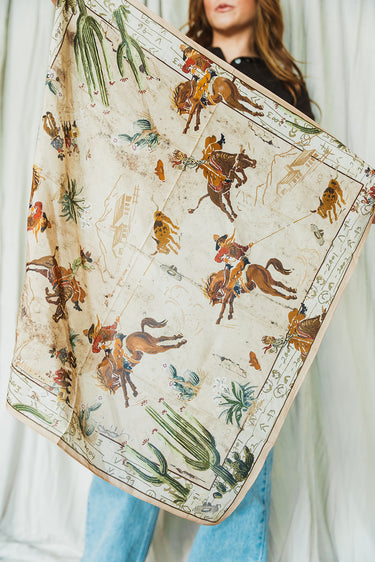 Wild Ride Bandana at 6Whiskey six whisky XOXO Art & Co horse cacti bull cowboy western pattern hand drawn crafted wildrag