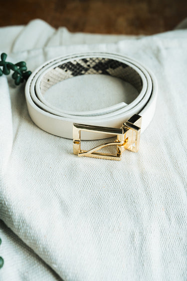 white and snakeskin reversible belt at 6Whiskey six whisky gold harware womens fashion belt
