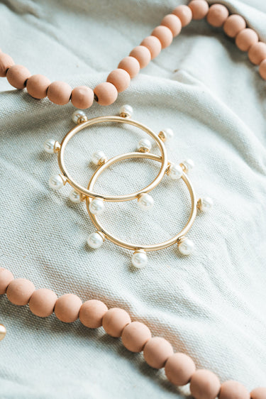Pearl Ball Beaded Bangle at 6Whiskey six whisky simple layering jewelry bracelet accessories jewelry stack pearls everyday classic style