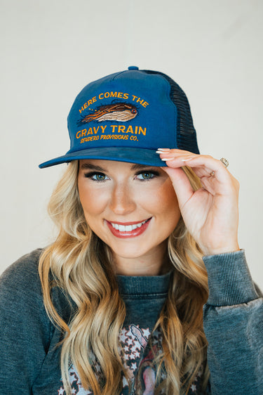 Gravy Train Hat at 6Whiskey six whisky navy blue here comes the gravy train mens womens canvas mesh snapback unisex outdoors work baseball cap