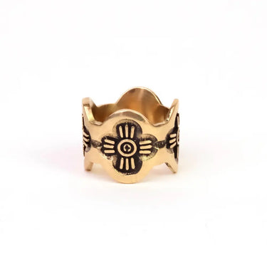 Clover Brass Bandana Slide at 6Whiskey, six whisky, gladys, floral, flower, four leaf clover, engraved, rustic, rugged, refined, timeless, classic, western, vintage western, vintage-inspired, accessory, everyday, must-have, rodeo, round top, texas, front view