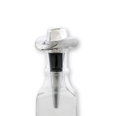 Cowboy Hat Bottle Stopper at 6Whiskey, six whisky, silver, stainless steel, high-quality, timeless, classic western, country, southern, charming, alcohol seal, bar cart accessory, barware, tableware, home goods, gift idea, front view