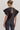 Black Leather Ruffle Top at 6Whiskey six whisky ruffle short sleeve black faux leather boxy keyhole back button detail