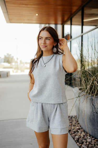 Grey Gray Tank Top Heather at 6Whiskey six whisky sleeveless scoop neck comfortable comfy loungewear lounge