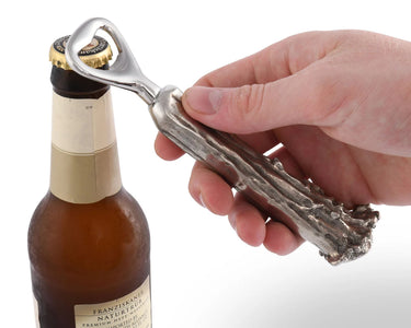 Antler Bottle Opener at 6Whiskey, six whisky, silver, rustic, western classic, rugged, refined, unique, textured, gift idea, barware, bar accessory, men's gift, tableware, home goods, must-have alcohol gift, elevated western, country, texas, southern, front view