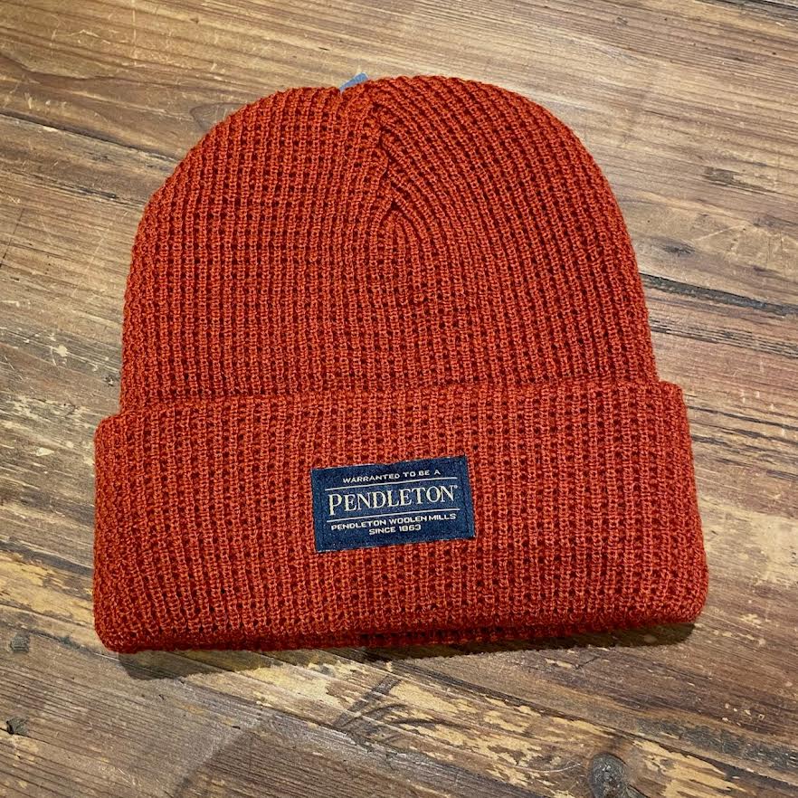  Pendleton Waffle Knit Beanie at 6Whiskey six whisky mens/womens winter accessory in rust