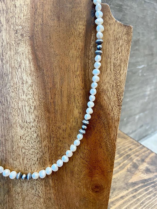 18" pearl and silver necklace at 6Whiskey six whisky womens gift elegant sterling silver adjustable clasp