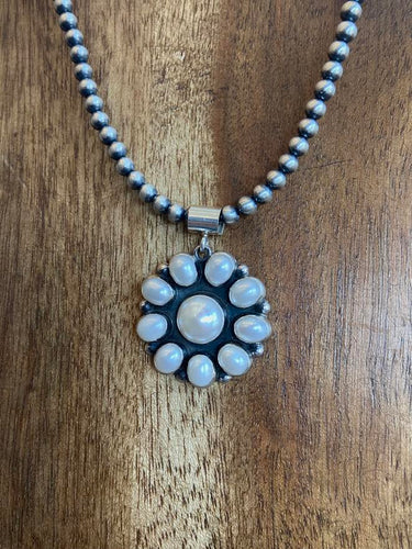 mother of pearl flower pendnat at 6Whiskey six whisky sterling silver mothers day gift