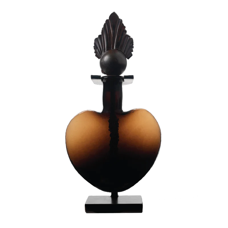 Jan Barboglio Corazon d' Camay Vessel at 6Whiskey six whisky hand blown glass brown heart with iron work limited edition signed