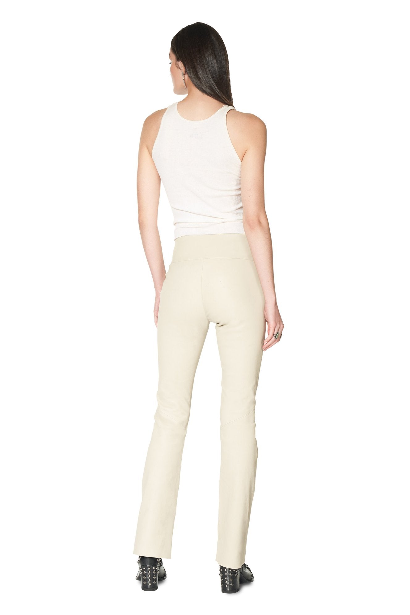 DDR Leather Bandit Pant P491 in string/white flare leg at 6Whiskey six whisky Maria Spring 2021