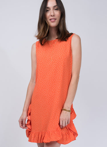 Uncle frank dot & ruffle sleeveless dress 6whiskey orange summer