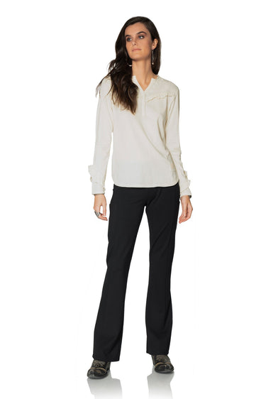 DDR Spanish Soutache Long Sleeve White Cotton Tee at 6Whiskey six whisky Maria spring T3409