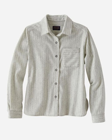 Pendleton Cropped Lodge shirt in grey/white stripe at 6Whiskey six whisky womens spring