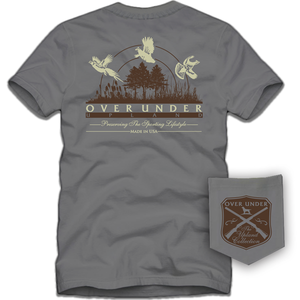 over under upland collection grey short sleeve tshirt at 6whiskey six whisky mens made in USA duck hunting