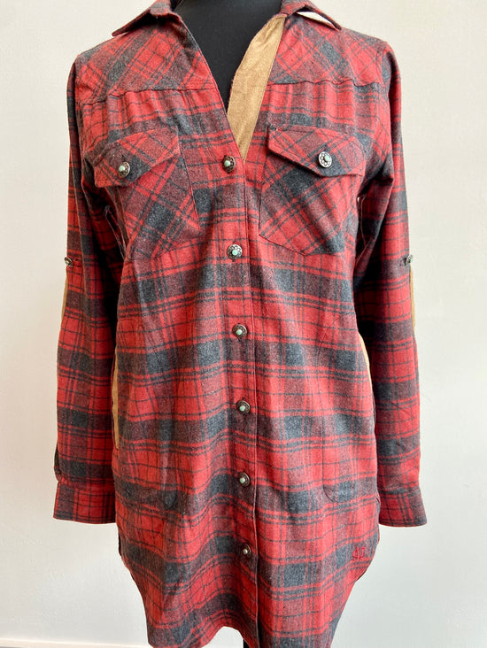 Womens red plaid shacket tunic at 6Whiskey six whisky MCO Shaley shirt jacket madison creek outfitters new womens fall
