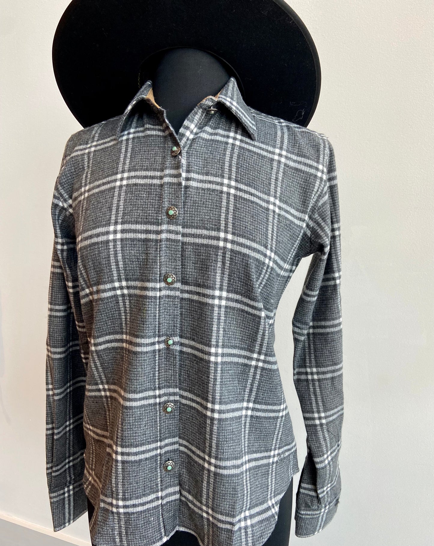 womens tailored button down in grey plaid flannel at 6Whiskey six whiskey MCO womens claire shirt