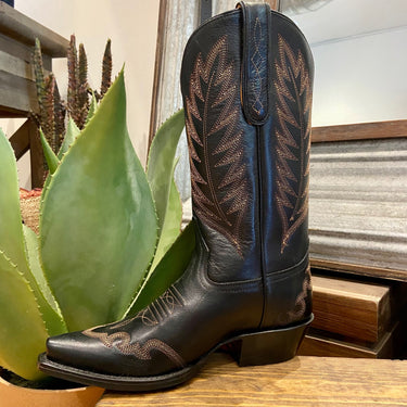 Liberty Black Calf Boot with Brown stitching at 6Whiskey six whisky womens snip toe cowboy boot