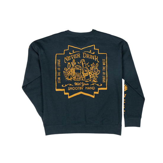 Shoot'n Hand Navy Sweatshirt by Sendero at 6Whiskey six whisky long sleeve spirit of the west soul of the wild unisex pullover