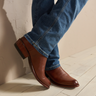 Men’s Tecovas Cartwright cowboy boots in hazelnut brown calfskin leather with western-stitched shaft and classic round toe at 6Whiskey six whisky bryan college station texas