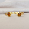 Tigers Eye Gem Cuff at 6Whiskey, six whisky, hammered, gold, shiny, amber gemstone, refined, bold, eye-catching, sophisticated, elegant, elevated western, vintage inspired, stackable bracelet, western inspired, rodeo, country concert, trendy, everyday chic, front view