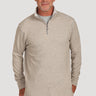 F1M51SKS Daybreak 1/4 zip in Soft Brown by True Grit at 6Whiskey, six whisky, quarter zip, beige, neutral tone, soft, comfy, comfortable, stretchable, office, golf, weekend, fall, winter, layer, work wear, cuffs, long sleeve, moisture wicking, performance shirt. Front view. 