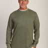 Heritage Crew in Agave Green by True Grit at 6Whiskey, six whisky, crewneck, long sleeve, stitch detail, comfortable, versatile, casual western, durable, stretchable, soft, jackson ultra soft ribbed knit, fall essential, layer piece, Front view. 