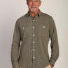 Vince Agave Button Down by True Grit at 6Whiskey, six whisky, collared, button up, buttons, natural buttons, front pockets, soft, comfortable, long sleeve, date night, rodeo, country concert, western casual, casual. Front view. 