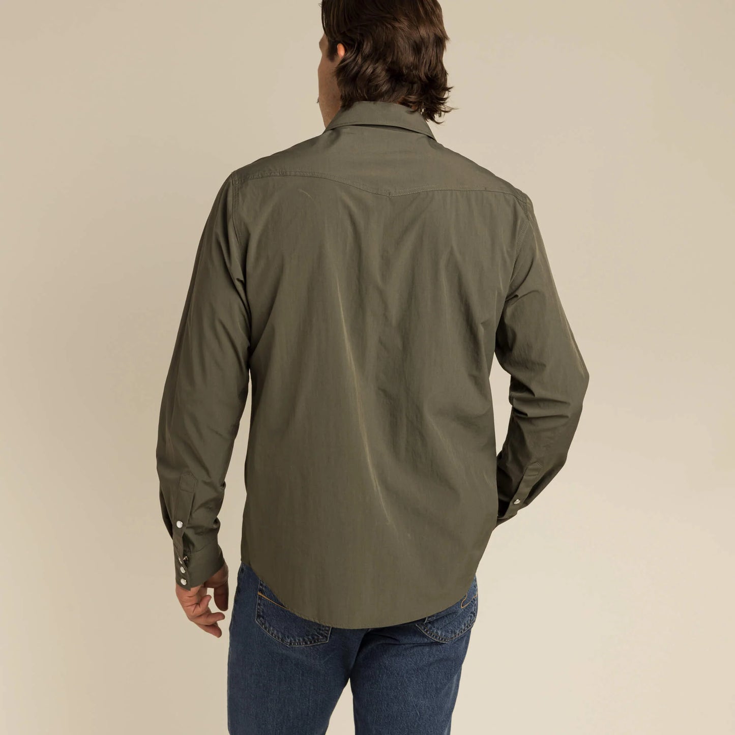 Desert Sage Green Long Sleeve at 6Whiskey six whisky mens performance western wear confluence tech pearl snap by sendero 