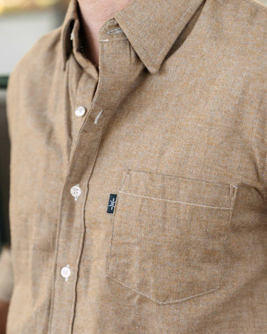 Harden Flannel by Texas Standard at 6Whiskey, six whisky, long sleeve, button up, collared, front pocket, breathable, lightweight, versatile, transition piece, fall, winter, work to weekend, casual western, elevated casual, essential basic, gift for men, detail view.