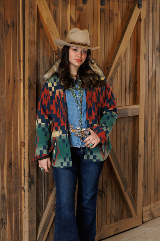Womens aztec blanket coat with fur at 6Whiskey six whisky by tasha polizzi fall winter wear