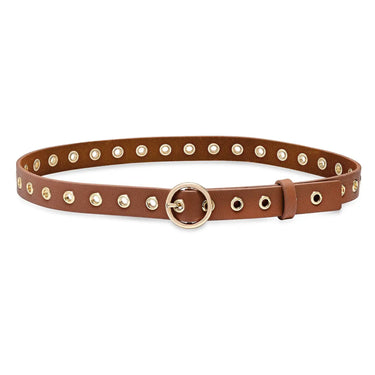 Carmel Circa Belt at 6Whiskey, six whisky, circle, gold detailing, djustable, versatile, day to night, lunch date, country concert, tailgating, western, modern, trendy, womens fashion, elevated western, front view.
