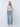 Railroad Stripe Barrel Jeans at 6Whiskey, six whisky, cropped length, high-waisted, patchwork pockets, light wash, patchwork, belt loops, spring, summer, modern, on trend, casual, weekend, lunch date, edgy, everyday, fun staple, women's fashion, front view
