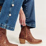 Women’s Tecovas Daisy ankle cowboy boots in scotch brown goat leather with side zipper, fashion heel at 6Whiskey six whisky bryan college station