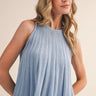 Breeze Knit Tank at 6Whiskey, six whisky, round neck, vertical open cut design, tank top, soft, comfortable, breathable, spring, summer, warm weather, flowy, airy, baby blue, soft blue, neutral, versatile, classy, polished, casual, western-inspired, rodeo, luch, beach, errands, everyday, versatile, front view