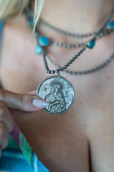 Love Tokens at 6Whiskey St. Mary Triple Chain and Turquoise Necklace 