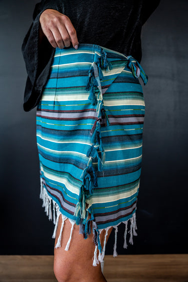 Serape Wrap Skirt - Blue