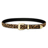 Leopard Haircalf Belt at 6Whiskey, six whisky, animal print, black, brown, gold hardware, 3 piece belt buckle, genuine leather, sassy, bold, edgy western, western inspired, accessory, fun, must have, fall, winter, night out, date night, front view.