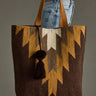 Mustard Mesa Tote at 6Whiskey, six whisky, suede, cotton, tassel, desert, western, casual, large bag, work bag, lunch, errands, versatile, timeless, neutral, Carmel brown, light brown, cream, white, dark brown, front view.