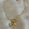 Lucky Gold Charm Necklace at 6Whiskey six whisky gold paperclip chain clasp horseshoe cowboy boot heart charms accessory jewelry touch of western